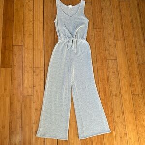 Seersucker Style Sleeveless Jumpsuit - Small